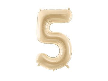 PartyDeco Folija balon broj 5, 72 cm, bež, krem