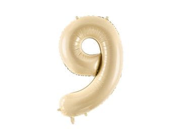 PartyDeco Folija balon broj 9, 72 cm, bež, krem