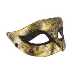 PartyDeco Karnevalska maska antiknog zlata 17x8cm