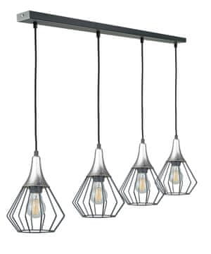 GH Viseća lampa 4xE27 SELENE CRNA/SREBRNA