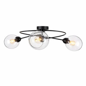 GH Stropna lampa 3xE27 Lyra Crna/Prozirna