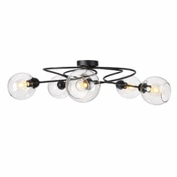 GH Stropna lampa 5xE27 Lyra Crna/Prozirna
