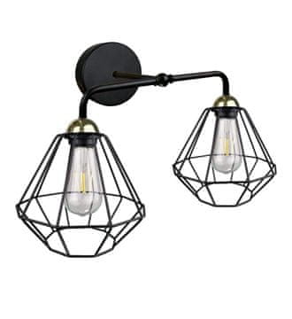 GH Zidna lampa 2xE27 FOSKAL CRNA/ZLATNA