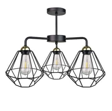 GH Stropna lampa 3xE27 FOSKAL CRNA/ZLATNA