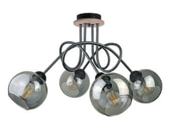 GH Stropna lampa 4xE27 PRSTEN CRNA/DRVENA