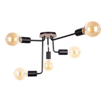 GH Stropna lampa 5xE27 NIXON WOOD CRNE