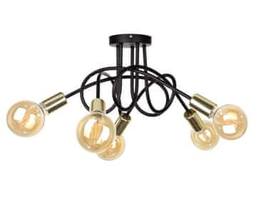 GH Stropna lampa 5xE27 RUMBA CRNA/ZLATNA