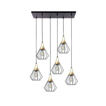 GH Viseća lampa 6xE27 SELENE CRNA/ZLATNA