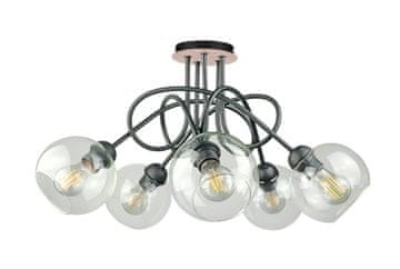 GH Stropna lampa 5xE27 EVIE CRNA/DRVENA