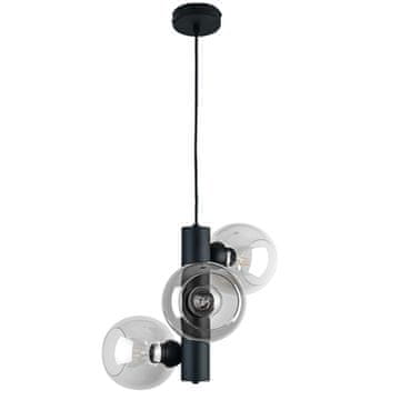 GH Viseća lampa 3xE27 CIJEV CRNA/PROZIRNA