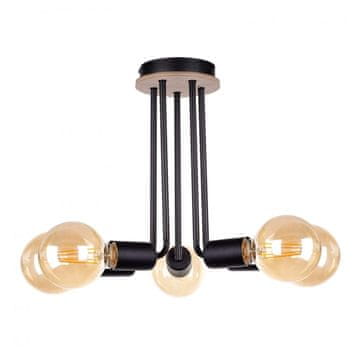 GH Stropna lampa 5xE27 VENNA WOOD CRNA