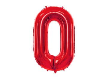 PartyDeco Folija balon broj 0, crveni, 86 cm
