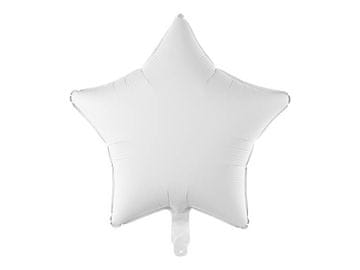 PartyDeco Folija balon zvijezda, bijeli, 48 cm
