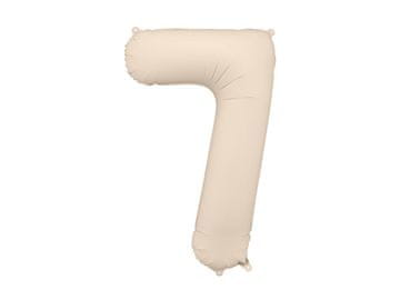 PartyDeco Mat folija balon broj '7', 86 cm, svijetlo bež