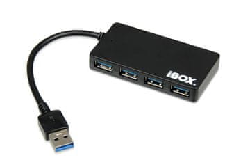 iBOX USB Hub IUH3F56 4xUSB 3.0, SLIM crni