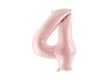 PartyDeco Folija balon broj ''4'', 72 cm, svijetlo ružičaste boje