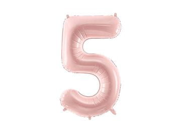 PartyDeco Folija balon broj ''5'', 72 cm, svijetlo ružičaste boje