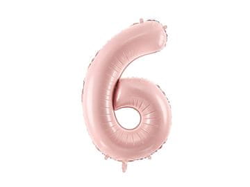 PartyDeco Folija balon broj ''6'', 72 cm, svijetlo ružičaste boje