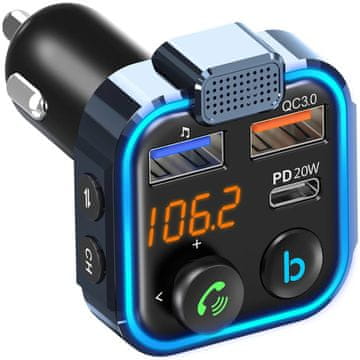 Fm bluetooth odašiljač s brzim qc usb pd punjačem