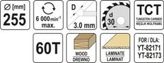 YATO Tarcza widiowa do drva 255x60tx30mm YT-60733 Yato