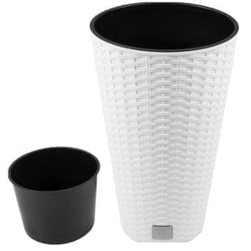 DRTUS200-S449 visoka posuda od ratana s cijevi, bijela