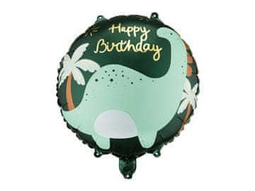 PartyDeco Folija balon s natpisom "Sretan rođendan" od Brontosaura 35 cm