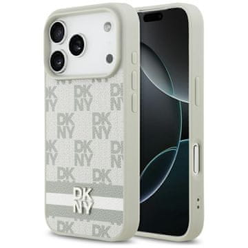 DKNY Karirana maskica s printanim prugama za iPhone 17 Pro bež