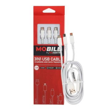 3u1 USB-A USB-C Lightning kabel 1,2 m EPMOB08
