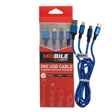 3u1 USB-A USB-C Lightning kabel 1,2 m EPMOB11
