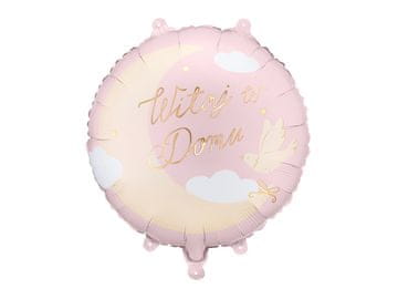 PartyDeco Folija balon "Welcome Home", svijetlo ružičasta, 35 cm