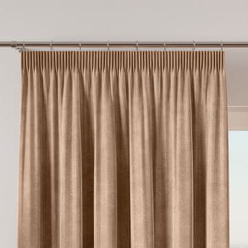 Velvi zavjesa s nabirnom trakom, baršun, tamnobež, glatka, 140x230 cm
