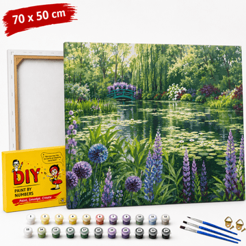 Slika za bojanje po brojevima s okvirom Monetov vrt u Givernyju 50x70 cm
