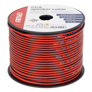 AMIO Dvožilni zvučnički kabel CCA 2x0,5 mm2 100 m 2,5 A -04456