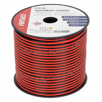 AMIO Dvožilni zvučnički kabel CCA 2x1,5 mm2 100 m 7,5 A -04459