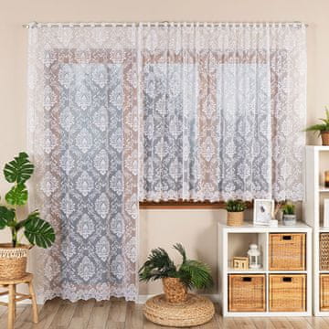 Apolonia gotova zavjesa, žakard, bijela, s ornamentima, 140x230 cm