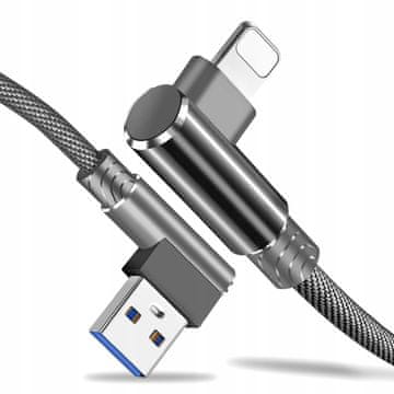 Kabel za brzo punjenje s kutom 90° za iPhone Koanni kb19_siva