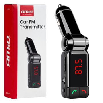 AMIO Auto FM odašiljač sklopivi 2×USB-A 12V 24V -04650