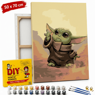 Slika za bojanje po brojevima s okvirom Baby Yoda Star Wars 50x70 cm