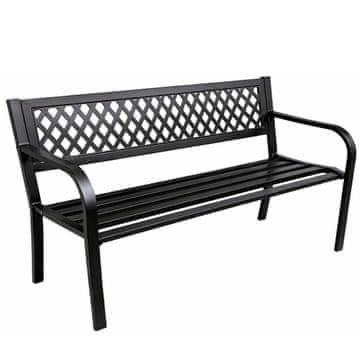 Vrtna klupa za park/terasu/vrt s metalnim naslonom, crna 120 cm