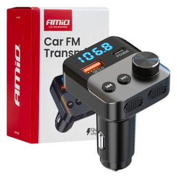 AMIO Automobilski FM odašiljač 1×USB-A 1×USB-C 12V 24V -04647