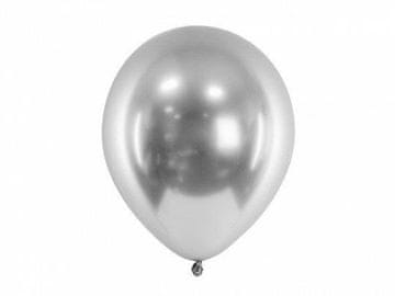PartyDeco Sjajni lateks baloni, kromirani, srebrni, 30 cm, 10 kom.