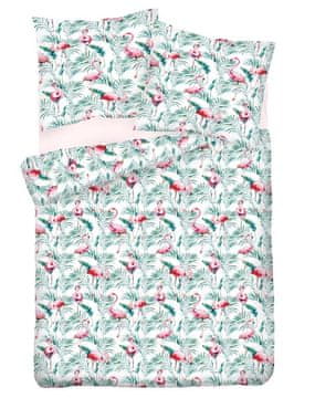 Pošelj satinova Matex PREMIUM 140x200 flamingi lišće
