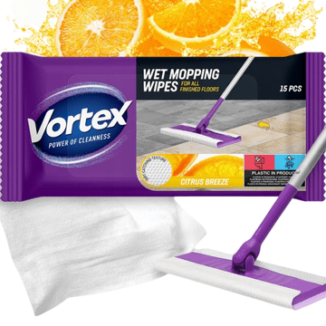 VORTEX vlažne maramice za pod za Citrus Breeze mop 15 komada