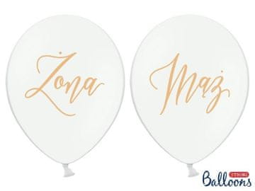 PartyDeco Baloni 30 cm, Žena, Muž, Pastelno bijeli (1 pakiranje / 6 kom.)