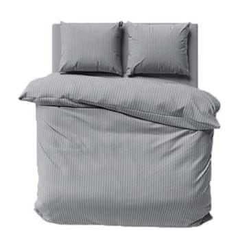 Detexpol Satin posteljina 160x200 glatka s prugama premium siva