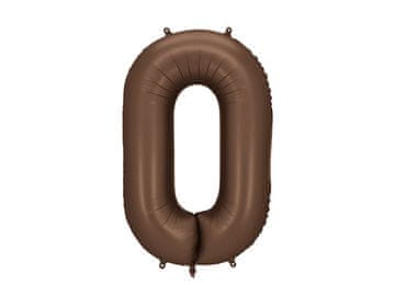 PartyDeco Folija balon broj "0" - 86 cm, moka, smeđa, satenska