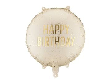 PartyDeco Folija balon za rođendan - Sretan rođendan, krem 35 cm