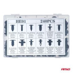 AMIO Set srednjih auto kopči i iglica 240 kom -04737