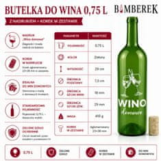 BE 10x Boce vina s tiskom, domaće vino, zelena boca vina, 0,75l