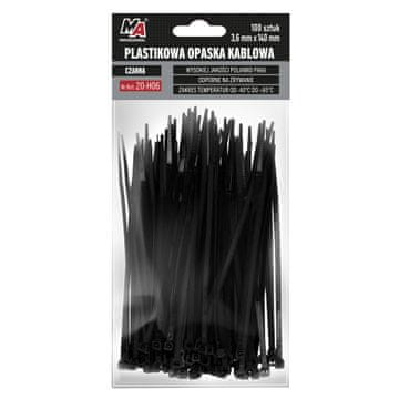AMTRA MA Profesionalne plastične vezice za kabele - crne 3,6 mm x 140 100 kom